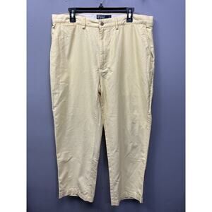 POLO RALPH LAUREN chino pants Mens 36x26 HEMMED trouser flat front yellow‎